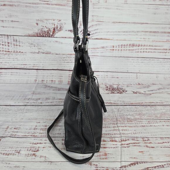 The Sak Black Leather Purse Tote Dual Handle Crossbody Timeless Classic Bag - Picture 10 of 16